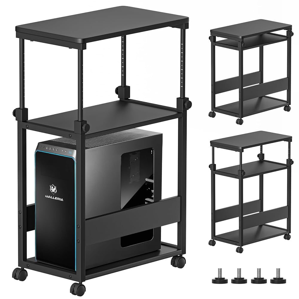 パソコンスタンド 黒 パソコンラック ゲーミングPCラック キャスター付2774 Amazon.co.jp: TTWO パソコンワゴン 昇降式 幅35×奥行60×高さ